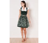 Krüger Dirndl Alisha 50cm Länge | Kurzes Samt-Dirndl Ton-in-Ton | Damen (DE/NL/SE/PL, Numerisch, 42, Regular, Regular, dunkelgrün)