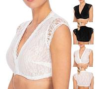 Dirndl Bluse Damen Flügelärmel Dirndlbluse Spitze Elegante Trachtenbluse Zum Knöpfen mit V Ausschnitt Modern Bayerische Dirndlblusen Tracht Blusen Spitzenbluse für Oktoberfest