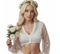 Dirndl Bluse Damen Langarm V Ausschnitt Dirndlbluse Weiß Schwarz Trachtenbluse Dirndl Bluse mit Knopfleiste Dirndlbluse Damen Elegant Oktoberfest Karneval Bayrische Dirndlblusen Trachtenblusen