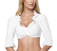 Dirndl Bluse Damen Schulterfrei - Dirndlbluse Damen Weiß Halbarm V-Ausschnitt Stretch Trachtenbluse Große Größen Dirndlblusen Modern Trachtenblusen für Oktoberfest Kleidung Trachten Blusen