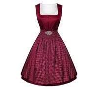 Dirndl Damen - 2 Teilig Oktoberfest Damen Outfit Midi Dirndlkleid Trachtenkleid inkl. Trachtenrock Dirndlschürze, Dirndl Kleidung Trachtenmode Kleid Schlicht Tracht Dirndlkleid Schürze Spitze Kleid