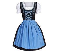 Dirndl Damen 3 Teilig - Trachtenkleid Dirndlkleid Trachten Kleid + Dirndlbluse+Schürze Grosse Grössen Dirndel Trachtenmode Dirndl & Dirndl-Sets für Frauen Mädchen Oktoberfest Outfit S-5XL