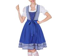 Dirndl Damen 3 Teilig Trachtenkleid Midi Dirndlkleid Trachten Kleid + Dirndlbluse +Dirndlschürzen Dirndel Trachtenmode Dirndelkleider Dirndl & Dirndl-Sets für Frauen Mädchen Oktoberfest
