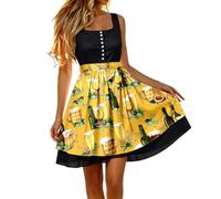 Dirndl Damen, Eleganter bayerischer Midirock fürs Oktoberfest mit hohem Bund, Reißverschluss vorne, Bindegürtel und Schürzenverzierung aus Schleife.