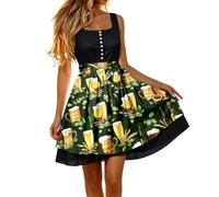 Dirndl Damen, Eleganter bayerischer Midirock fürs Oktoberfest mit hohem Bund, Reißverschluss vorne, Bindegürtel und Schürzenverzierung aus Schleife.