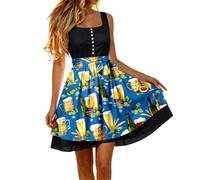 Dirndl Damen, Eleganter bayerischer Midirock fürs Oktoberfest mit hohem Bund, Reißverschluss vorne, Bindegürtel und Schürzenverzierung aus Schleife.