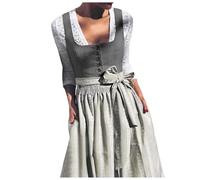 Dirndl Damen Lang-Dirndl für Damen Oktoberfest Outfit Set Komplett 2 Teilig Inkl. Schürze-Weste Kleid Trachtenkleid Lang Elegant Dirndlkleid Festliche Damenmode Dirndelkleider für Bierfest Auftritte