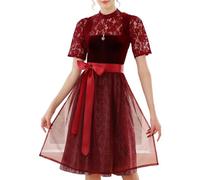 Dirndl Damen midi Lang Dirndl Trachtenkleid Trachtenrock Dirndl-Komplettsets Trachtenmode Trachten Damen mit 3 Teilig Dirndl Schürze Dirndlbluse Oktoberfest Dresses Dirndlkleid Blau Rot Grün