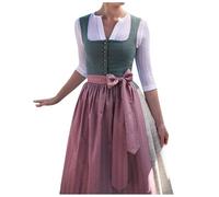 Dirndl Damen Midi Lang Trachtenrock Trachtenkleider Landhausstil Trachten Röcke Gelb Reißverschluss Vorne Bluse Schwarz Schürze Spitze