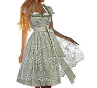 Dirndl Damen Midi - Trachtenkleid Damen Grosse Grössen Dirndlkleid Trachten Kleid Schürze Dirndel Trachtenmode Dirndelkleider Dirndl & Dirndl-Sets für Frauen Mädchen Oktoberfest Outfit