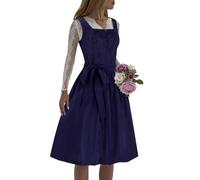 Dirndl Damen Midi Trachtenkleid Elegant Dirndlkleid Trachtenmode Kleid 2 teilig Trachtenrock inkl. Dirndlschürze für Festliche Besondere Anlässe Dunkelblau M