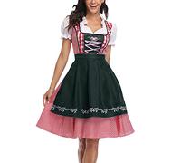 Dirndl Damen Midi Trachtenkleid Hochgeschlossen Dirndlkleid Trachten Kleid + Dirndlbluse Dirndel Trachtenmode Dirndelkleider Dirndl & Dirndl-Sets für Frauen Mädchen Oktoberfest Outfit