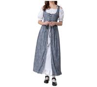 Dirndl Damen Midi Und Dirndlbluse Oktoberfest Trachtenrock Komplettsets Tracht Schürze Grün Hübsche Kleid Cosplay Outfit Polka Dots Grosse Grössen Dirndlkleid Mädchen Kurz Trachten Grau XL Damen