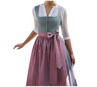 Dirndl Damen, Oktoberfest Damen Outfit Dirndl Lang mit Knöpfen 2 Set Inkl. Vintage Kleider Damen Sommer, Dirndl Schürze. Trachtenkleid Modern Dirndlkleid für Besondere Trachtenmode für Anlässe