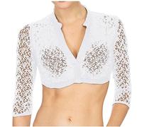 Dirndl Damen Oktoberfest Spitze Dirndlbluse Hochgeschlossen Einfarbig Trachtenbluse Bavarian Kostüm Weiß Trachtenmode Karneval V-Ausschnitt Kurzarm Trachtenblusen Traditionelle Bekleidung