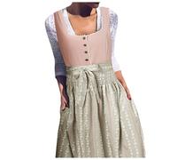 Dirndl für Damen Lang- Trachtenkleid Damen Modern,Dirndlkleid Inkl. Spitzenschürze 2 Teilig Elegant Trachten Kleid mit Knopfleiste Bayerisches Outfit Trachtenmode Dirndlkleider für Oktoberfest