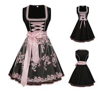 Dirndl Grosse Grössen Damen Midi Dirndl Trachtenkleid Trachtenmode Dirndlkleider Trachtenrock Spitze Kleid Traditionelles Für Karneval Oktoberfest Party Kostüm Besondere Anlässe,M