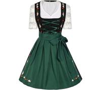 Dirndl Grün-Dirndl für Damen Midi-Oktoberfest Damen Outfit Set 3 Teilig Inkl. Kleider-Bluse Spitze-Schürze Dirndl-Komplettsets Große Größen Festliche Damenmode Trachtenkleid Elegant für Bierfest