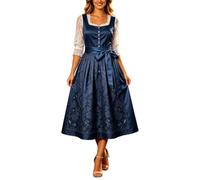Dirndl Kleid Mit Schürze Bavarian Oktoberfest Outfit 2-Teilig Midi Dirndlkleid Trachtenkleid Dirndlschürze, Dirndl Kleidung Elegantes Trachtenmode Kleid Schlicht Tracht Dirndlkleid Schürze Kleid