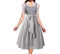 Dirndl Lang Damen, Oktoberfest Damen Outfit Dirndl 2 Set Inkl. Kleid a Linie Damen Festlich Elegant Und Dirndlschürze. Dirndl-Komplettsets Trachtenkleid Modern Dirndlkleid Für Oktoberfest Auftritte