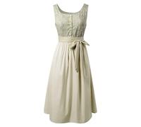 Dirndl Lang Damen, Oktoberfest Damen Outfit Dirndl mit Knöpfen Set 2 Teilig Inkl. Dirndl Schürze und Kleid Damen Sommer. Trachtenkleid Modern Dirndl-Komplettsets Dirndlkleid für Anlässe