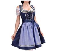 Dirndl Midi, Dirndl Damen Midi Rot Trachtenkleid - Trachtenmode Trachtenrock Kleid Inkl. Dirndlbluse Dirndlschürze 3 Teilig Für Oktoberfest Kostüm Besondere Anlässe Festival Outfit Samt Spitze Dirndl