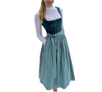 Dirndl mit Reissverschluss Vorne-Dirndl für Damen Lang Oktoberfest Outfit Große Größen Trachtenkleid Elegant Retro Kleider Festlich Dirndlkleid Einfaches mit Bindeseil U-Ausschnitt Dirndelkleider