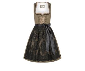 Dirndl NÜBLER "Dirndl Mini Erika", Damen, Gr. 40, EURO, braun, Obermaterial: 50% Polyester PES. 50% Viskose CV., Kleider (53573404-40) braun