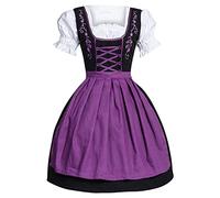 Dirndl Schlicht Midi Set für Damen Mini Trachtenkleid Dirndlkleid Kurz Mit Bluse Modern Dirndl-Komplettsets Kleid Oktoberfest Trachten Outfit Grosse Grössen （S - 5XL）,03 Lila,L