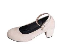 Dirndl Schuhe Dame Festliche Blockabsatz Riemchenpumps Elegant Trachten Hohe Spangenpumps Chunky High Heels Absatzschuhe Pumps Bequem Trachtenschuhe Hochzeitsschuhe,Beige,43