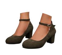 Dirndl Schuhe Damen, Trachtenschuhe Elegant und Bequem Trachten Oktoberfest mit Riemchen Blockabsatz Pumps Festliche Absatzschuhe High Heels Hochzeitsschuhe