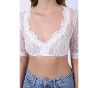 Krüger-Dirndl Dirndlbluse Cassandra Halbarm Spitze leicht transparent Ecru Größe 30