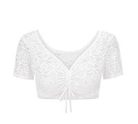 Dirndlbluse Damen Spitze Dirndl Bluse Elegant Trachtenbluse Weiß Trachten Oberteil Sexy V-Ausschnitt Trachtenblusen Spitzenbluse Crop Top Tracht Blusen für Oktoberfest Outfit Kostüm