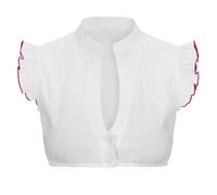 Dirndlbluse Langarm Dirndlbluse schwarz hochgeschlossen Stehkragen v Ausschnitt Grosse grössen rüschen flügelärmel puffärmel Langarm oktoberfestbluse blau Trachtenjacke Stockerpoint，XXL