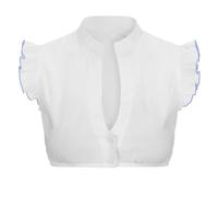 Dirndlbluse Langarm Dirndlbluse schwarz hochgeschlossen Stehkragen v Ausschnitt Grosse grössen rüschen flügelärmel puffärmel Langarm oktoberfestbluse blau Trachtenjacke Stockerpoint，XXL