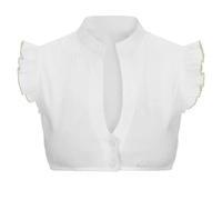 Dirndlbluse Langarm Dirndlbluse schwarz hochgeschlossen Stehkragen v Ausschnitt Grosse grössen rüschen flügelärmel puffärmel Langarm oktoberfestbluse blau Trachtenjacke Stockerpoint，XXL