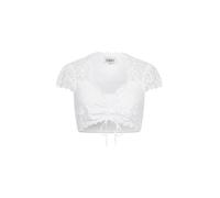 Nübler Dirndlbluse Damen - Kurzarm Trachtenbluse Damen mit Spitze und V-Ausschnitt im Landhaus Stil - Moderne bayrische Tracht, Dirndl Bluse Lisa, Größe:36