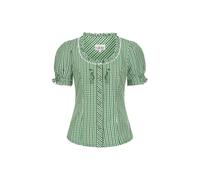 Dirndlbluse NÜBLER "Trachtenbluse Kurzarm Natascha", Damen, Gr. 34, grün, Obermaterial: 70% Baumwolle CO. 30% Polyester PES., Blusen Dirndlbluse (77903802-34) grün