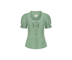 Dirndlbluse NÜBLER "Trachtenbluse Kurzarm Natascha", Damen, Gr. 4,5, grün, Obermaterial: 70% Baumwolle CO. 30% Polyester PES., Blusen Dirndlbluse (77903802-44) grün