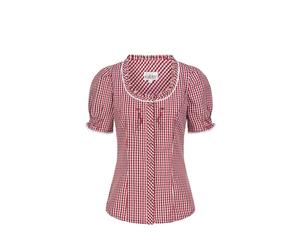 Dirndlbluse NÜBLER "Trachtenbluse Kurzarm Natascha", Damen, Gr. 4,5, rot, Obermaterial: 70% Baumwolle CO. 30% Polyester PES., Blusen Dirndlbluse (49556765-44) rot