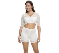 SUSA Damen Dirndlbluse weiß - 5568 - Größe 32 - Mit Spitze & V-Ausschnitt - Elegante halbarm Trachtenbluse - Elastisch & Blickdicht - ideal für traditionelle Feierlichkeiten & Feste