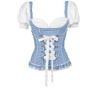 Dirndline Damen Trachtenmieder mit integrierten Push-up Bluse, Kurze Länge, M