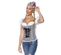 Dirndline Trachtenmieder mit integrierten Push-up - schwarz/weiss, Größe:M