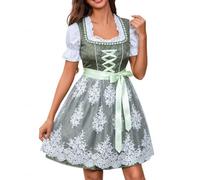 Dirndlkleid 2 Teilig Damen Dirndl Midi Trachtenkleid Mit Schürze Oktoberfest Trachten Outfit Damen Dirndl Kleid Trachtenmode