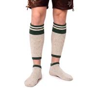 DIRNDLSTERN Loferl Herren Trachtensocken - 2-teilig Reisgrün | Traditionelles Bayern Wadenwärmer Rutschfest Oktoberfest Socken Herren