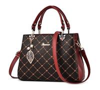 DIRRONA Damen Handtasche Mode Schultertasche Casual Umhängetasche PU Leder Tasche Shopper Party Top Tragetasche Eleganter Druck Frauen Henkeltaschen Rot