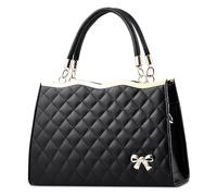 DIRRONA Damen Handtasche Verspielt Süß Damen UmhäNgetasche Schleifendekoration Frauen Schulterbeutel Shopper Tote Reise Henkeltasche Pu Leder Crossbody Bag Elegant Citytasche Schwarz