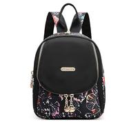 DIRRONA Damen Rucksack Klein - Leichter wasserdichter Nylon-Brusttasche Damen Anti Diebstahl, 3-in-1 Umhängetasche und Rucksack für Alltag, Reisen und Freizeit Mitternacht Floral