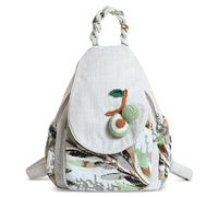 DIRRONA Damen Rucksack Mode Bestickte Täglich Lässig Reisen Arbeit Einkaufen Vintage Rucksäcke Elegant Multifunktional Leinwand Handtasche Cityrucksack Weiß A