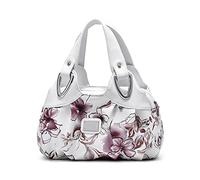 DIRRONA Elegant Damen Handtasche Schultertasche Groß Kapazität Tragetasche Leicht Reise Taschen Wasserdicht PU Leder Frauen Umhängetasche Blumentasche Rosa C